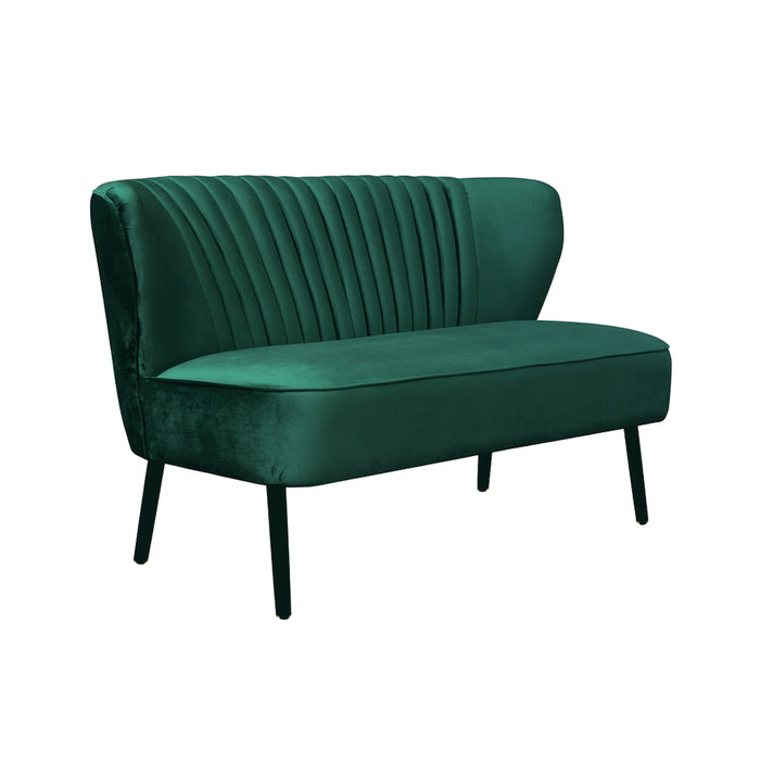 Coco Velvet Two Seater Sofa with Black Wooden Legs - Ivy Green
