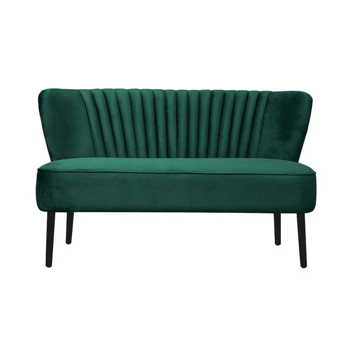 Coco Velvet Two Seater Sofa with Black Wooden Legs - Ivy Green