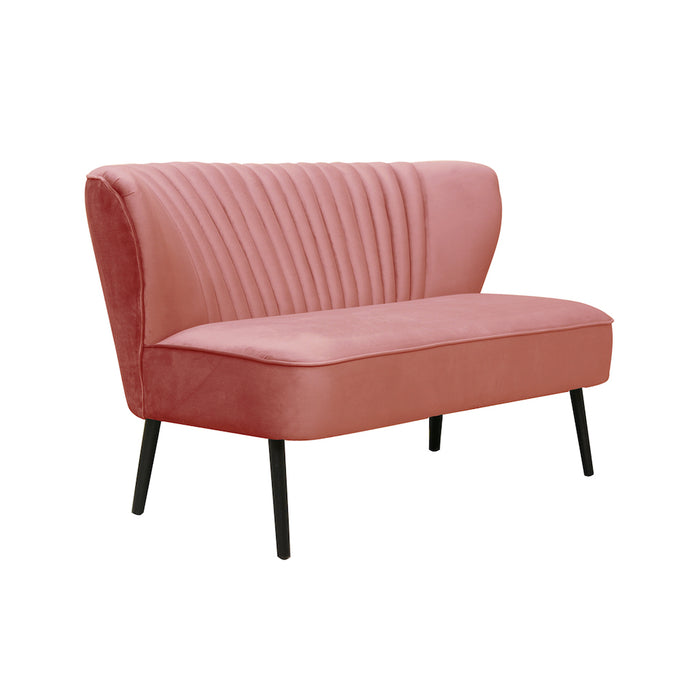 Coco Velvet Two Seater Sofa with Black Wooden Legs - Pink