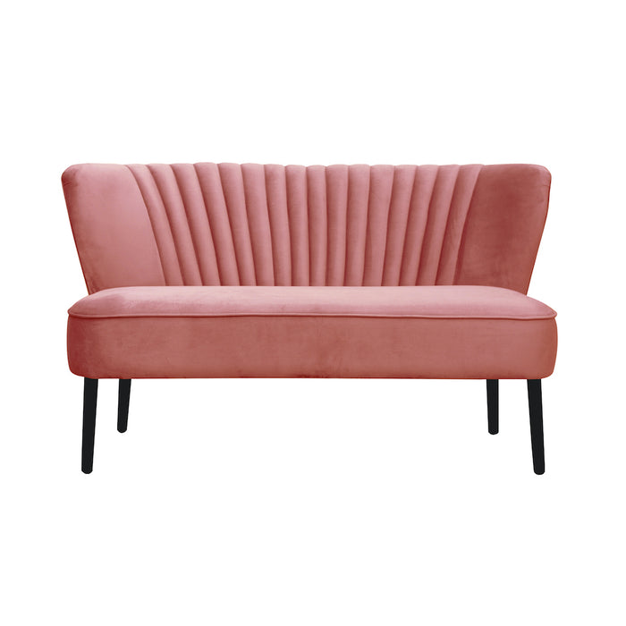 Coco Velvet Two Seater Sofa with Black Wooden Legs - Pink