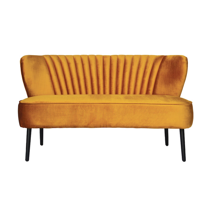 Coco Velvet Two Seater Sofa with Black Wooden Legs - Vintage Marigold