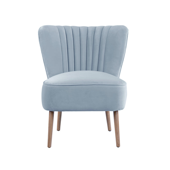 Coco Velvet Slipper Chair With Wooden Legs - Blue Grey