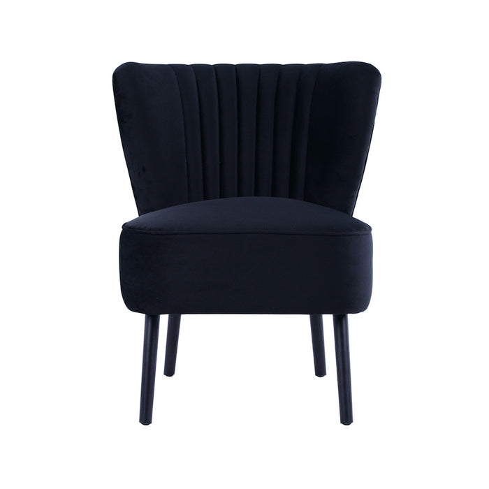 Coco Velvet Slipper Chair With Black Wooden Legs - Black