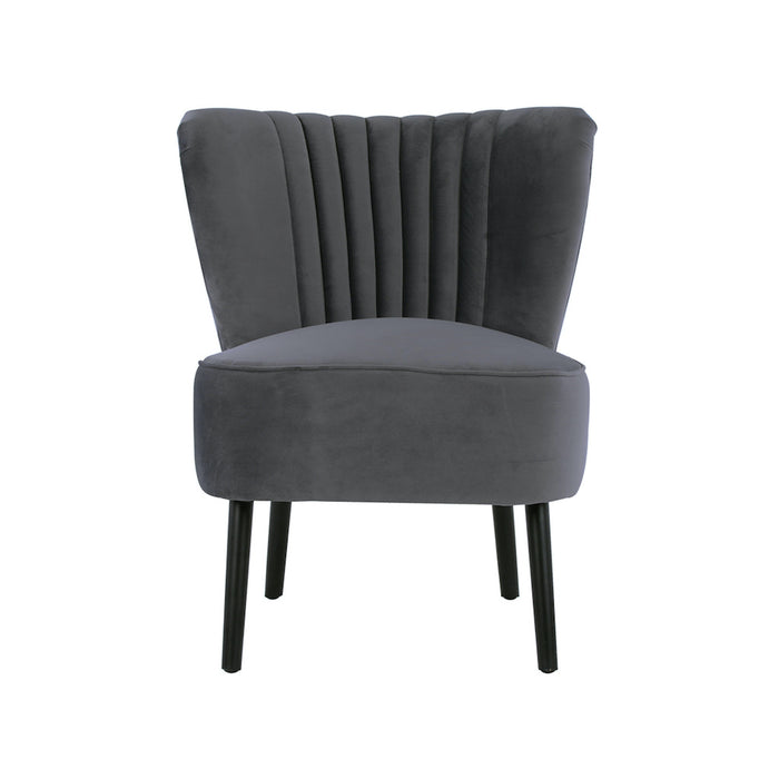 Coco Velvet Slipper Chair With Black Wooden Legs - Charcoal