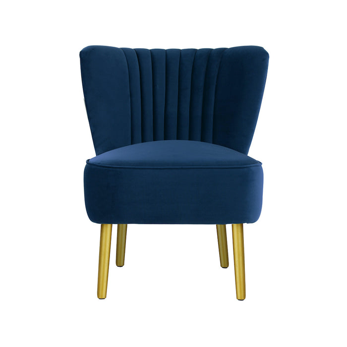 Coco Velvet Slipper Chair With Gold Wooden Legs - French Navy