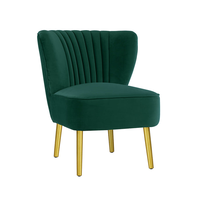 Coco Velvet Slipper Chair With Gold Wooden Legs - Ivy Green
