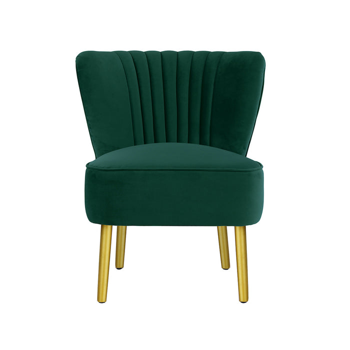 Coco Velvet Slipper Chair With Gold Wooden Legs - Ivy Green