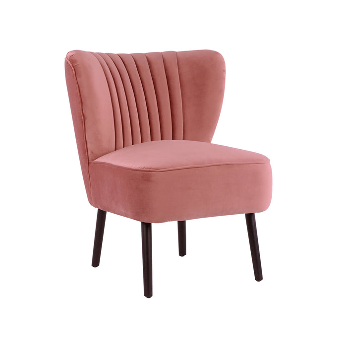 Coco Velvet Slipper Chair With Black Wooden Legs - Pink