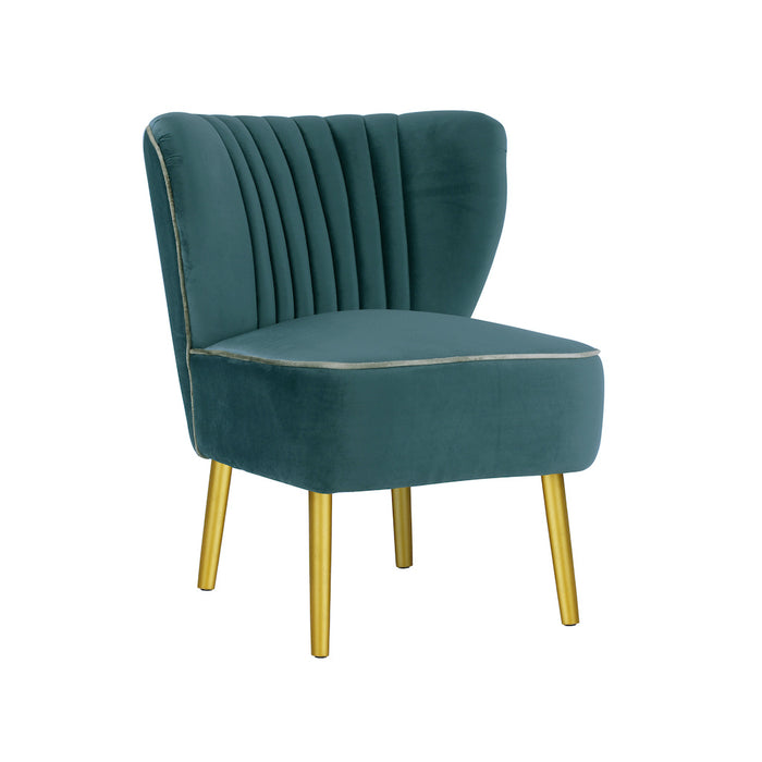 Coco Velvet Slipper Chair With Gold Wooden Legs - Steel Blue