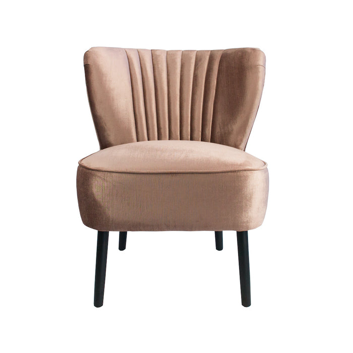 Coco Velvet Slipper Chair With Black Wooden Legs - Vintage Rose