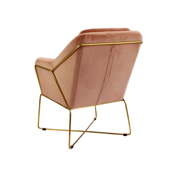 Milan Velvet Armchair - Blush With Gold Frame