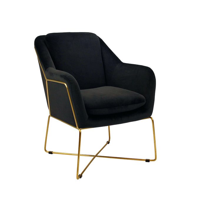 Milan Velvet Armchair - Black With Gold Frame