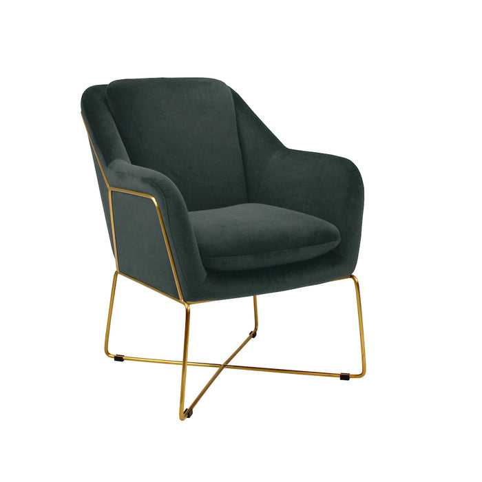 Milan Velvet Armchair - Charcoal With Gold Frame
