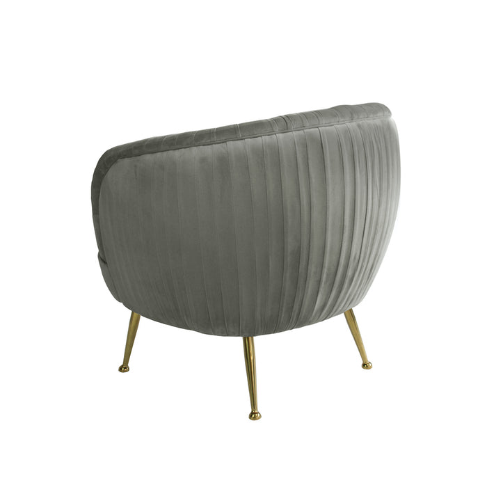 Perugia Velvet Armchair with Gold Metal Legs - Charcoal