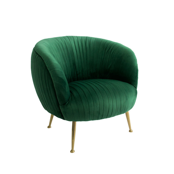 Perugia Velvet Armchair with Gold Metal Legs - Green