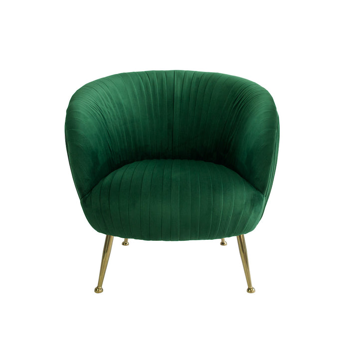 Perugia Velvet Armchair with Gold Metal Legs - Green