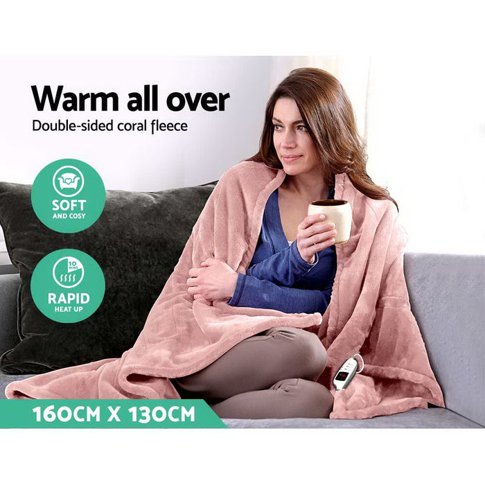 Electric Heated Throw Blanket - Pink