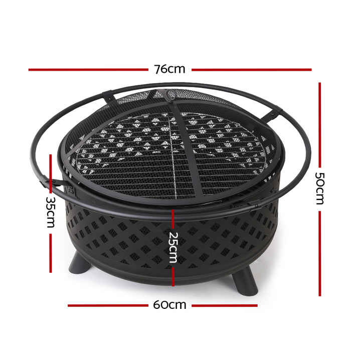 Portable Outdoor Fire Pit and BBQ - 76cm Diameter