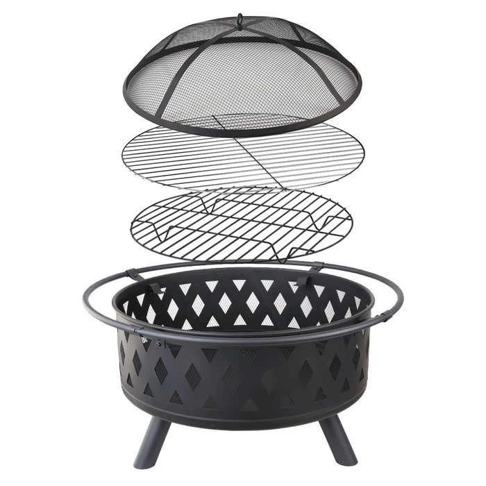 Portable Outdoor Fire Pit and BBQ - 81cm Diameter
