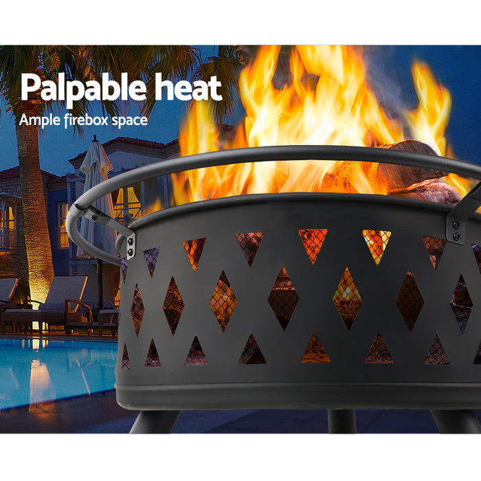 Portable Outdoor Fire Pit and BBQ - 81cm Diameter