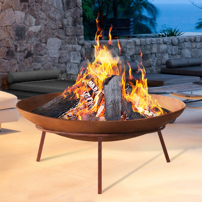 Rustic Round Outdoor Fire Pit - The Morocco - 60CM Deep