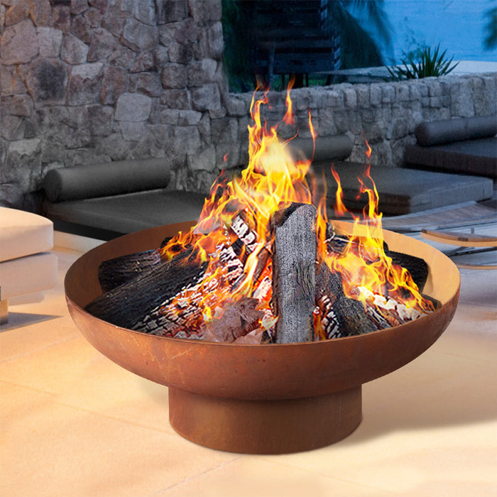 Rustic Round Outdoor Fire Pit - 70CM