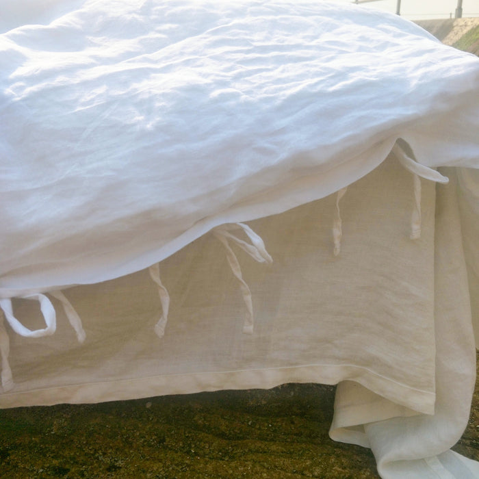 Heavy Weight 100% French Flax Linen Quilt Cover Set - White