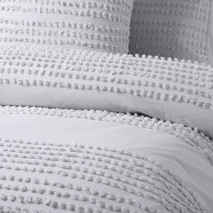 Betty 100% Cotton Quilt Cover Set- Silver
