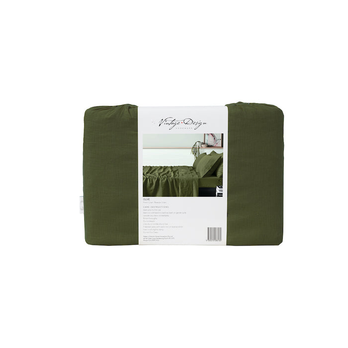 100% French Flax Linen Sheet Set - Olive Green