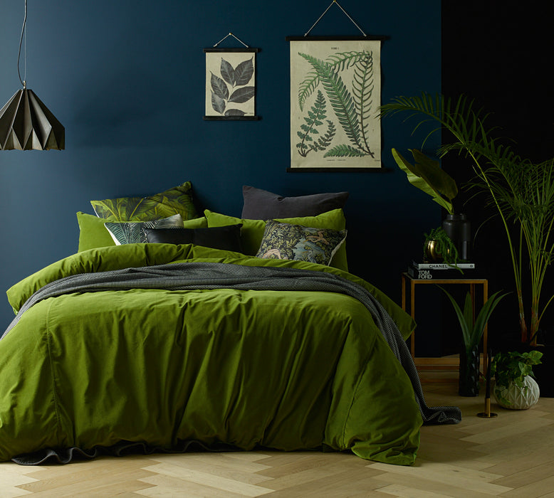 100% Cotton Velvet Quilt Cover Set - Mossy Green