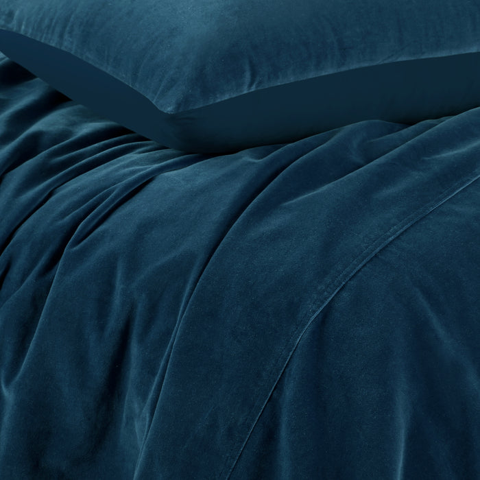 100% Cotton Velvet Quilt Cover Set - Riverland Blue