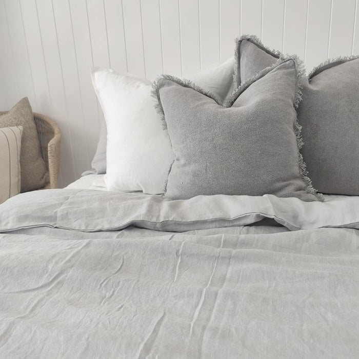 Heavy Weight 100% French Flax Linen Quilt Cover Set - Light Grey