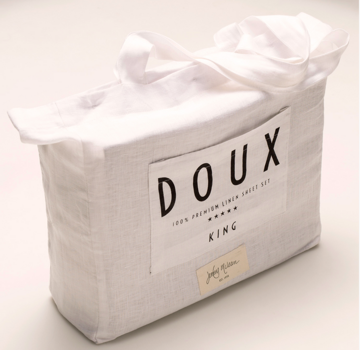DOUX 100%  Pure French Flax Linen Quilt Cover Set - White