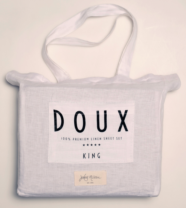 DOUX 100%  Pure French Flax Linen Sheet Set - White